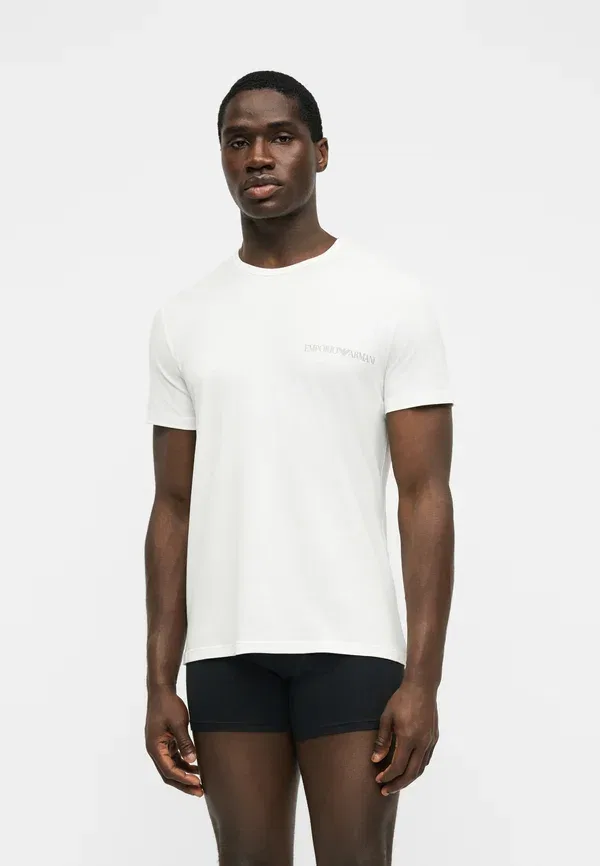 Комплект из двух маек с круглым вырезом и логотипом Core Emporio Armani, белый/черный — фото 2
