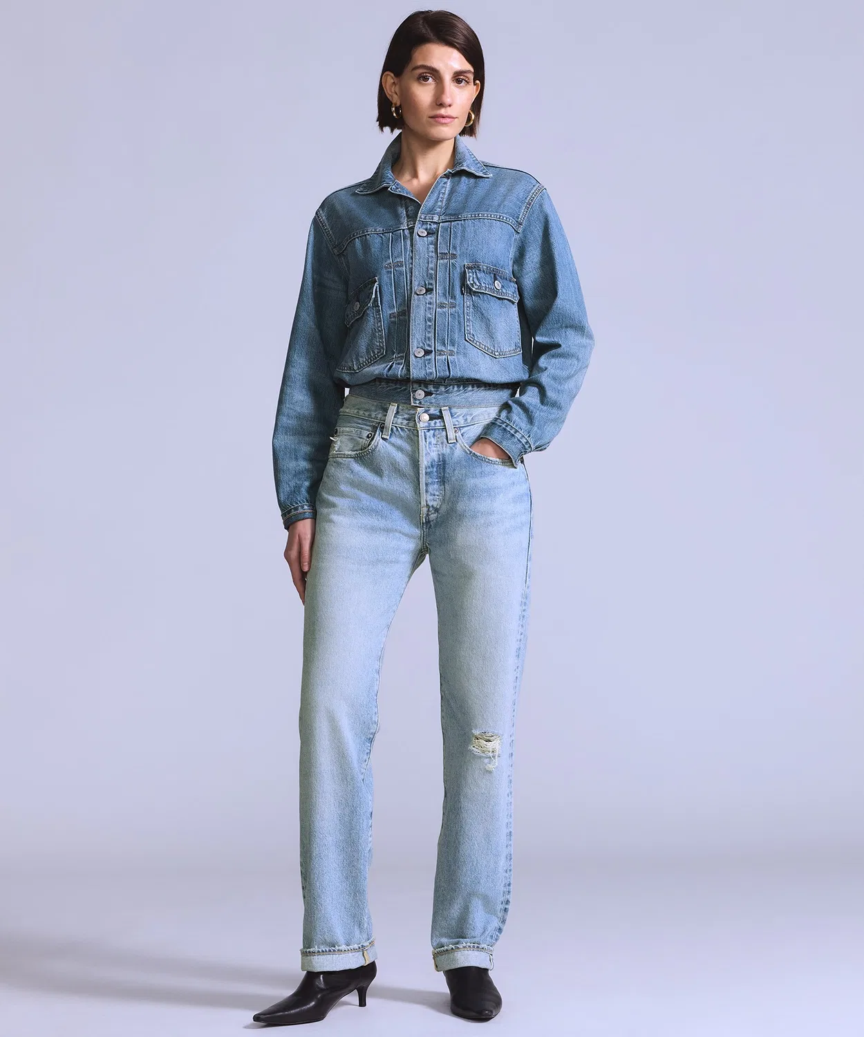 Женские джинсы с taper-силуэтом 501 '70S MADE IN JAPAN Levi's, Light Indigo Blue — фото 2