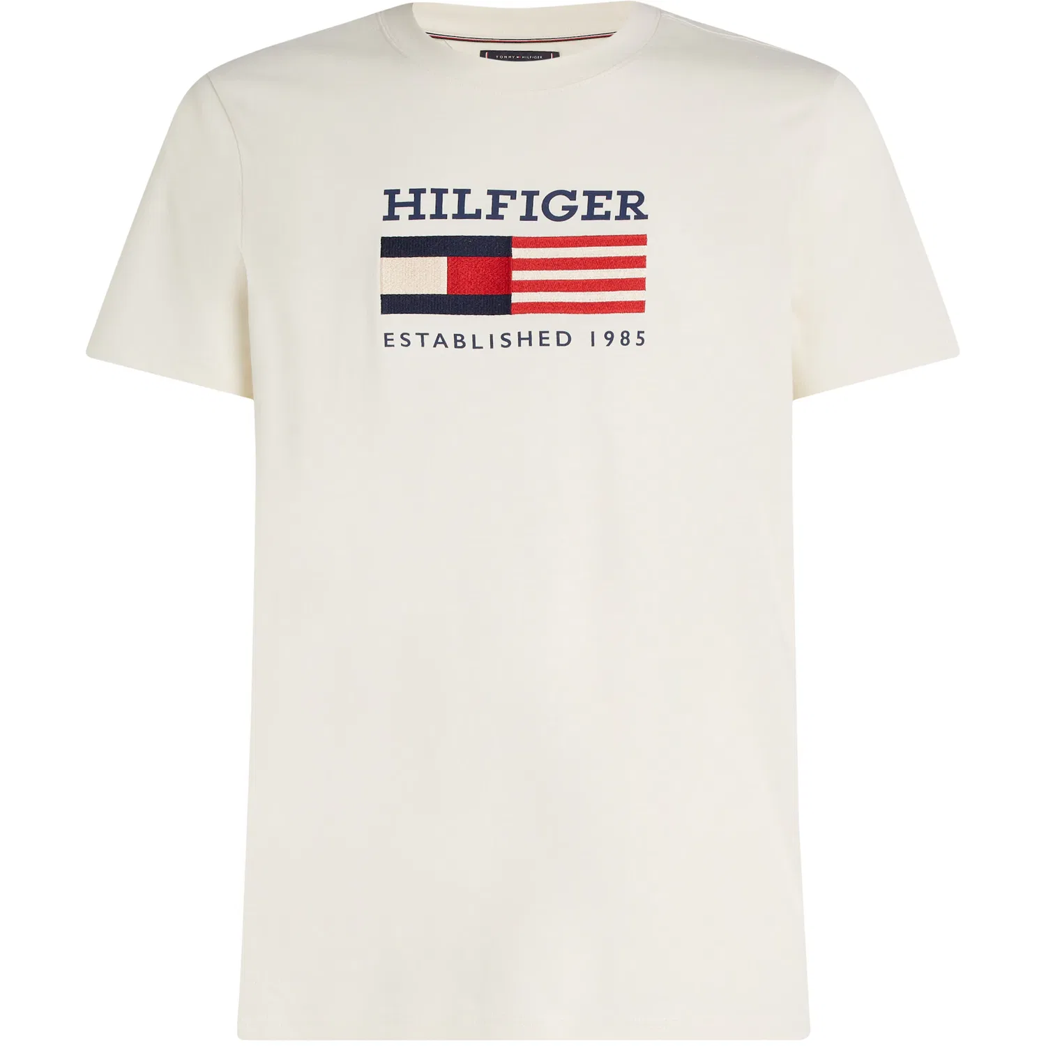Мужская хлопковая футболка с вышивкой Tommy Hilfiger, Ivory Petal — фото 3