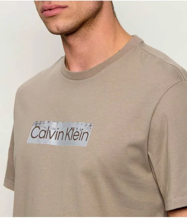 Мужская футболка с круглым вырезом Calvin Klein, бежевый — фото 4