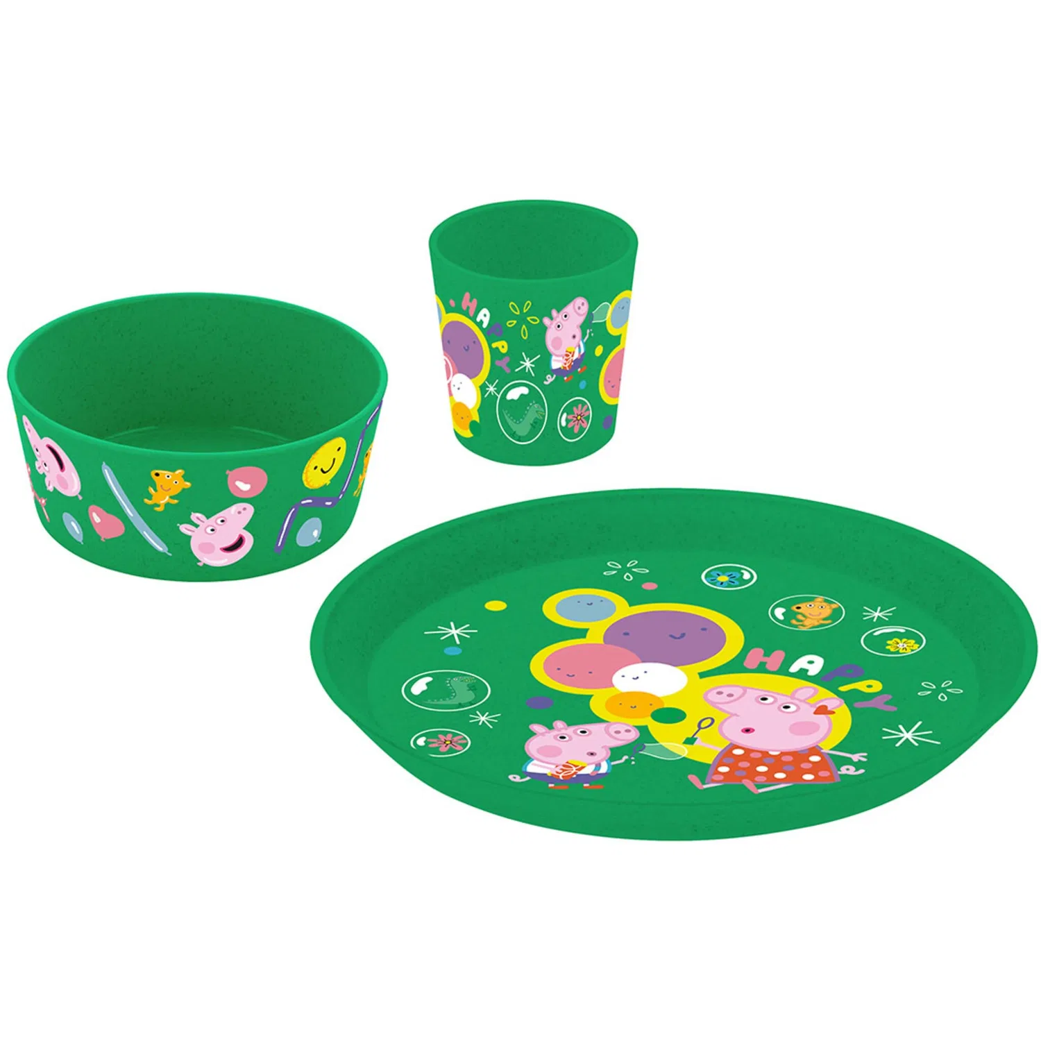 Детский набор посуды из 3 предметов CONNECT PEPPA PIG POP KOZIOL, Organic Spring Green