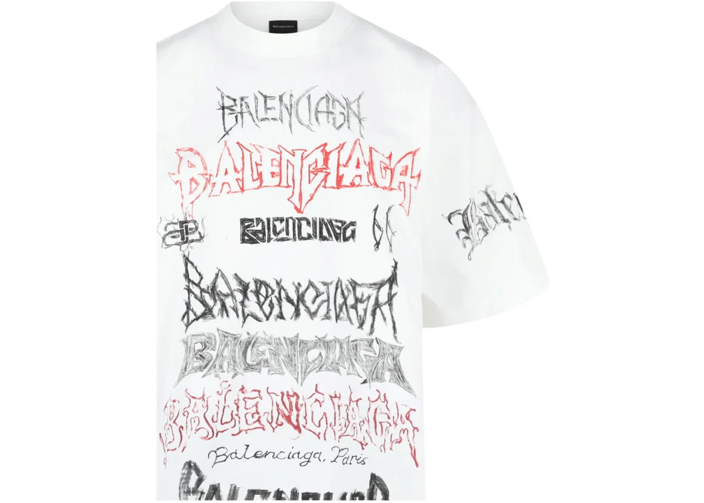 Мужская футболка с принтом DIY Metal T-Shirt Balenciaga, White/Black/Red — фото 3