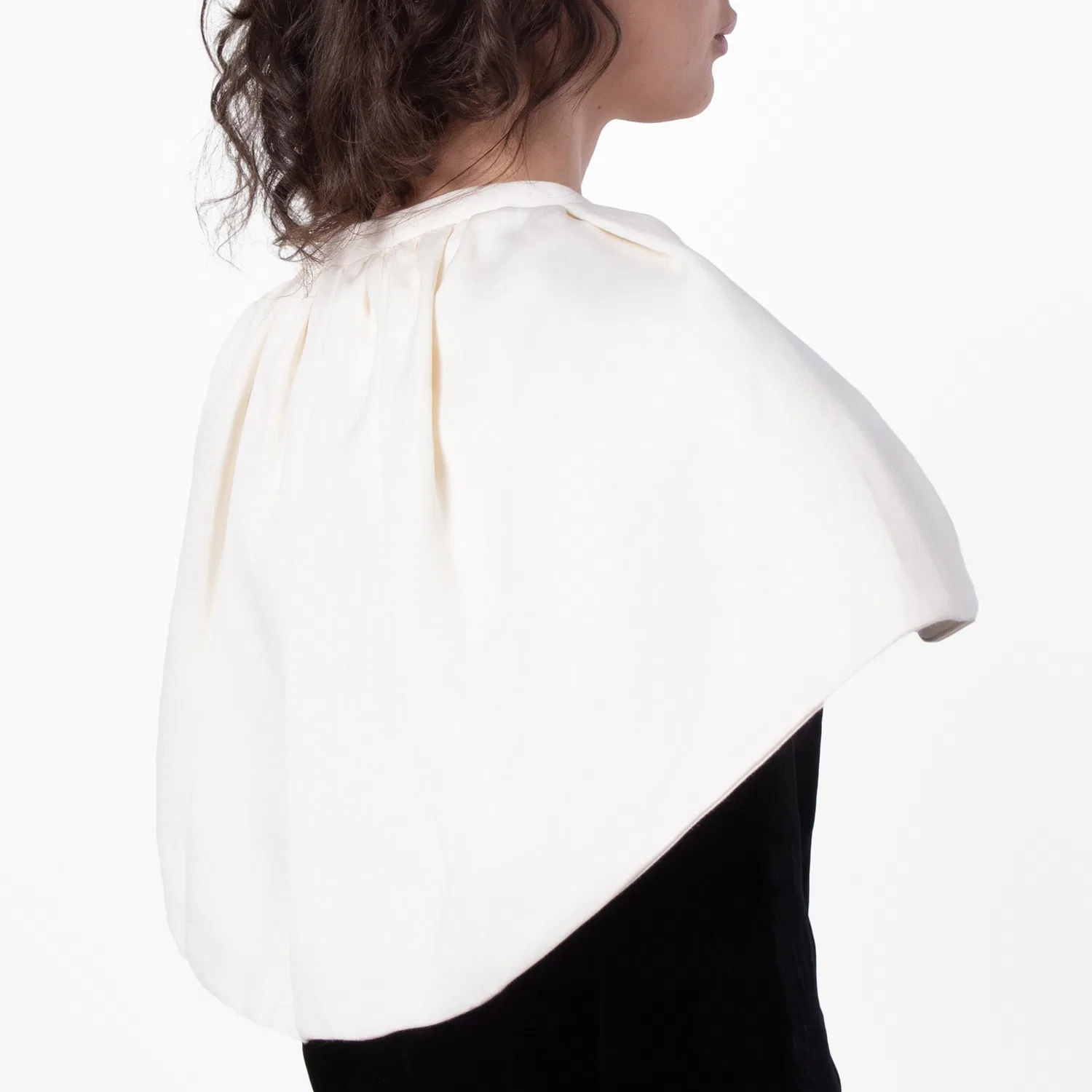 Накидка-кейп укороченная из хлопка и шелка Wreningham Burberry, White — фото 2
