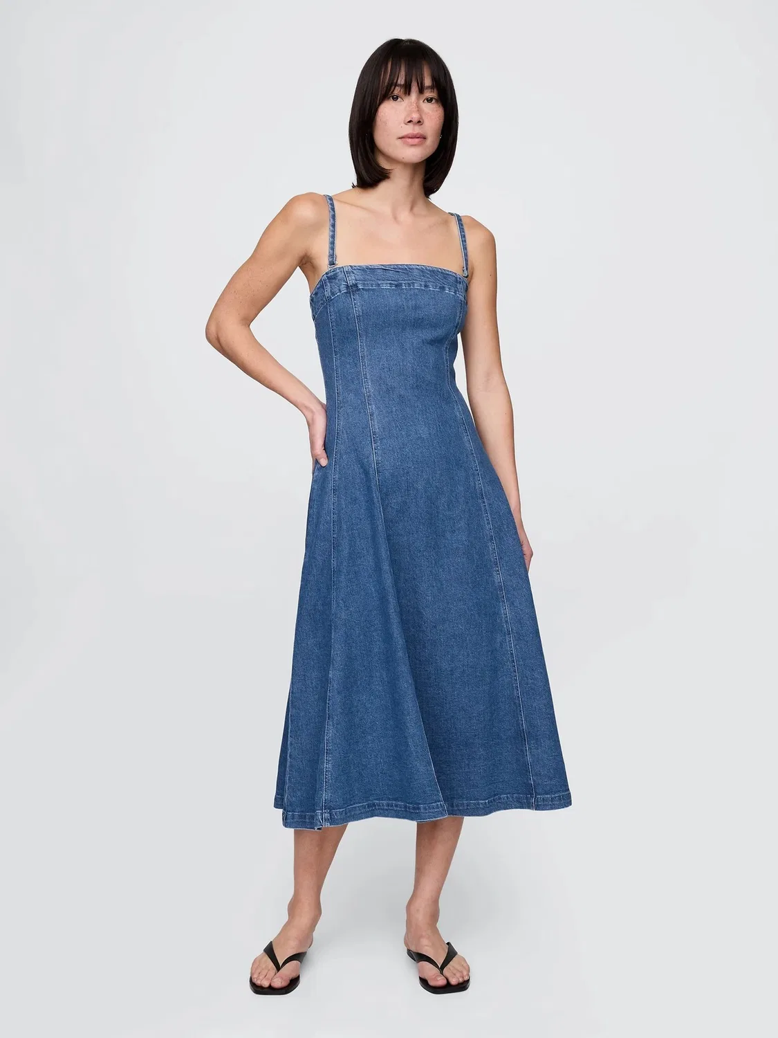 Платье-миди джинсовое Gap Medium Wash