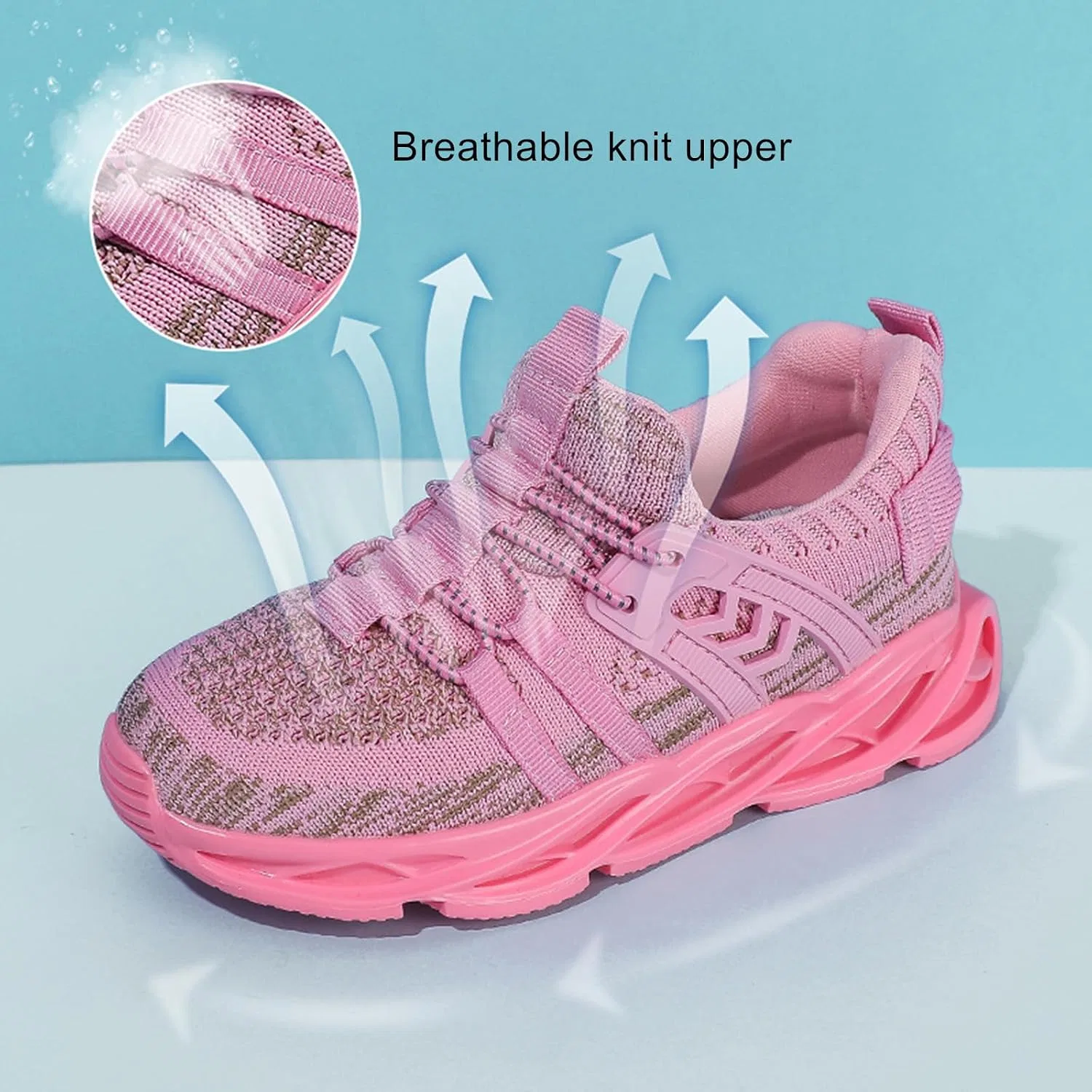 Детские кроссовки для девочек и мальчиков с дышащим верхом DADAWEN, Hot Pink — фото 4