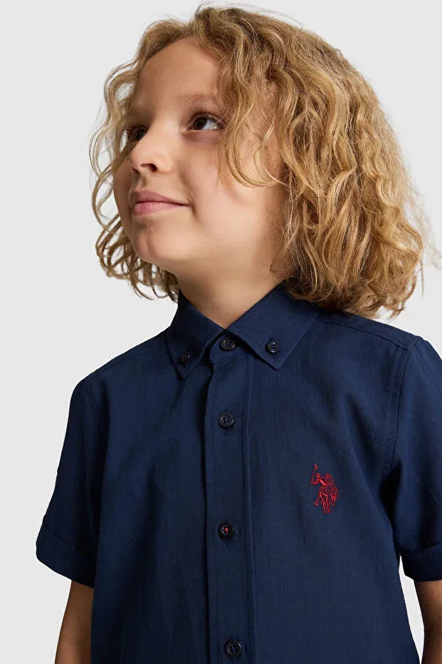 Детская рубашка для мальчиков с коротким рукавом U.S. Polo Assn., Navy Blue — фото 2