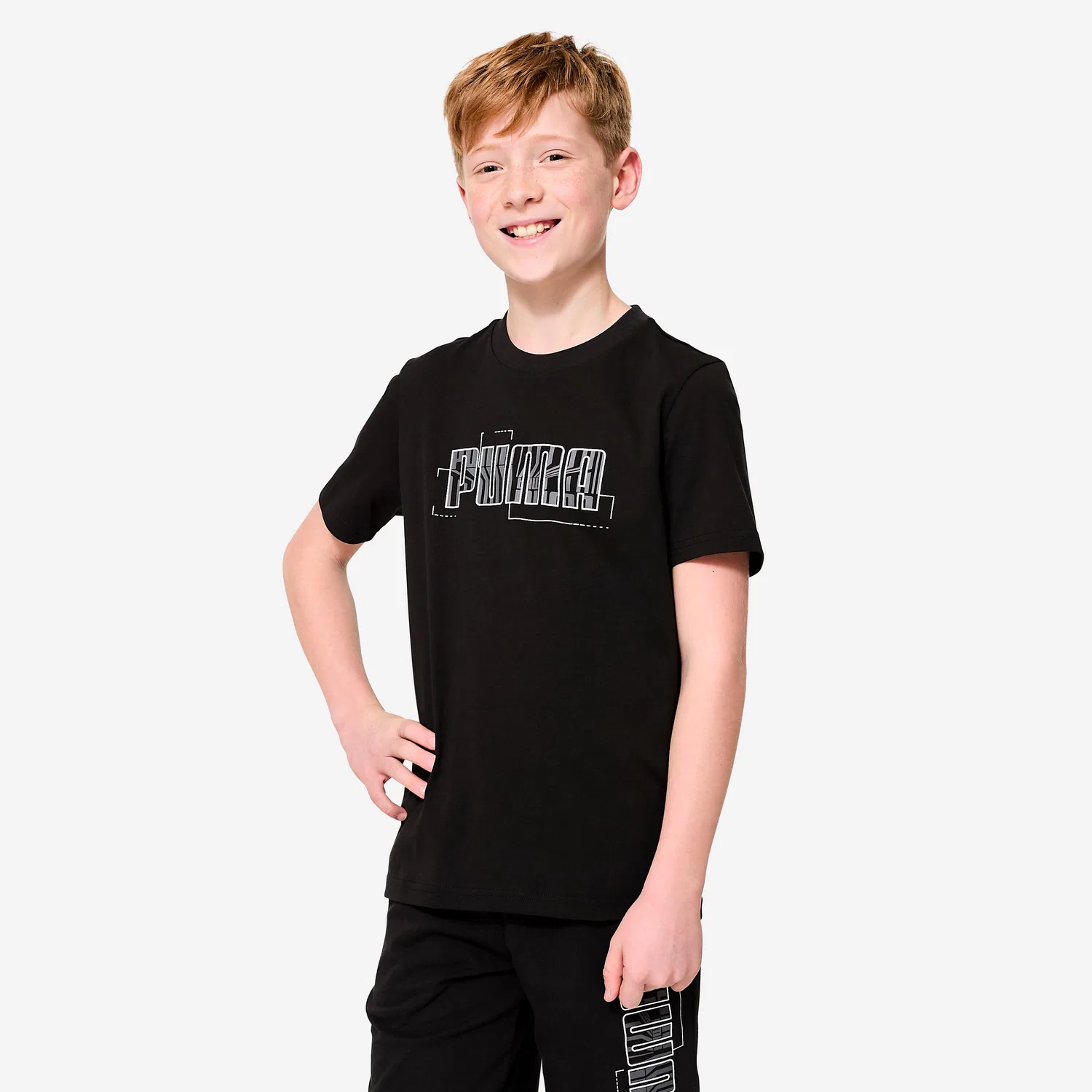 Детская хлопковая футболка с принтом Puma, Schwarz
