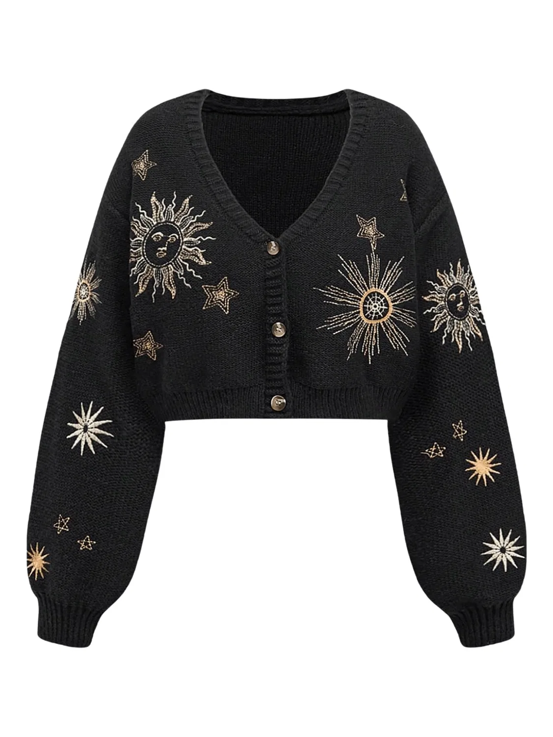 Женский кардиган с вышивкой Moon Star, Black
