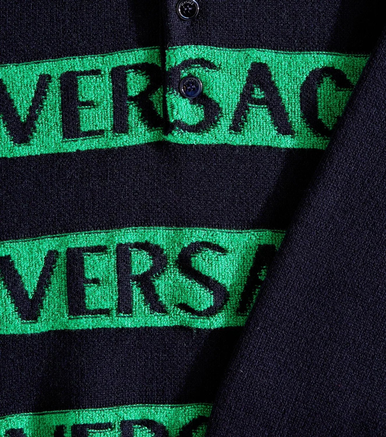 Свитер поло шерстяной Versace Kids, синий — фото 3