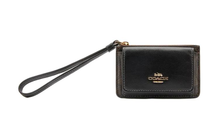 

COACH Визитница PVC с кожаной вставкой женская brown & black