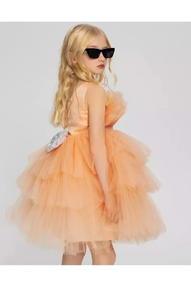 Детское платье для девочек сатиновое Nimfea Mnk Baby&Kids, Somon — фото 4