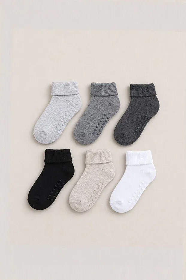 Детские носки хлопковые 6 шт. Mem Socks, Black-White-Beige-Gray