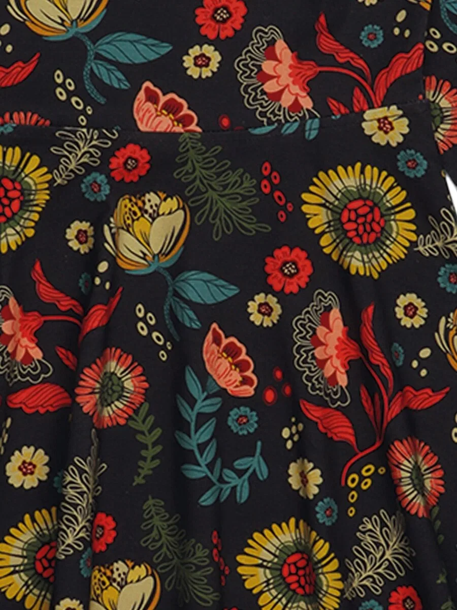 Платье Walkiddy 'Walkiddy - Cheerful Flowers Dress' темно-синего цвета — фото 3