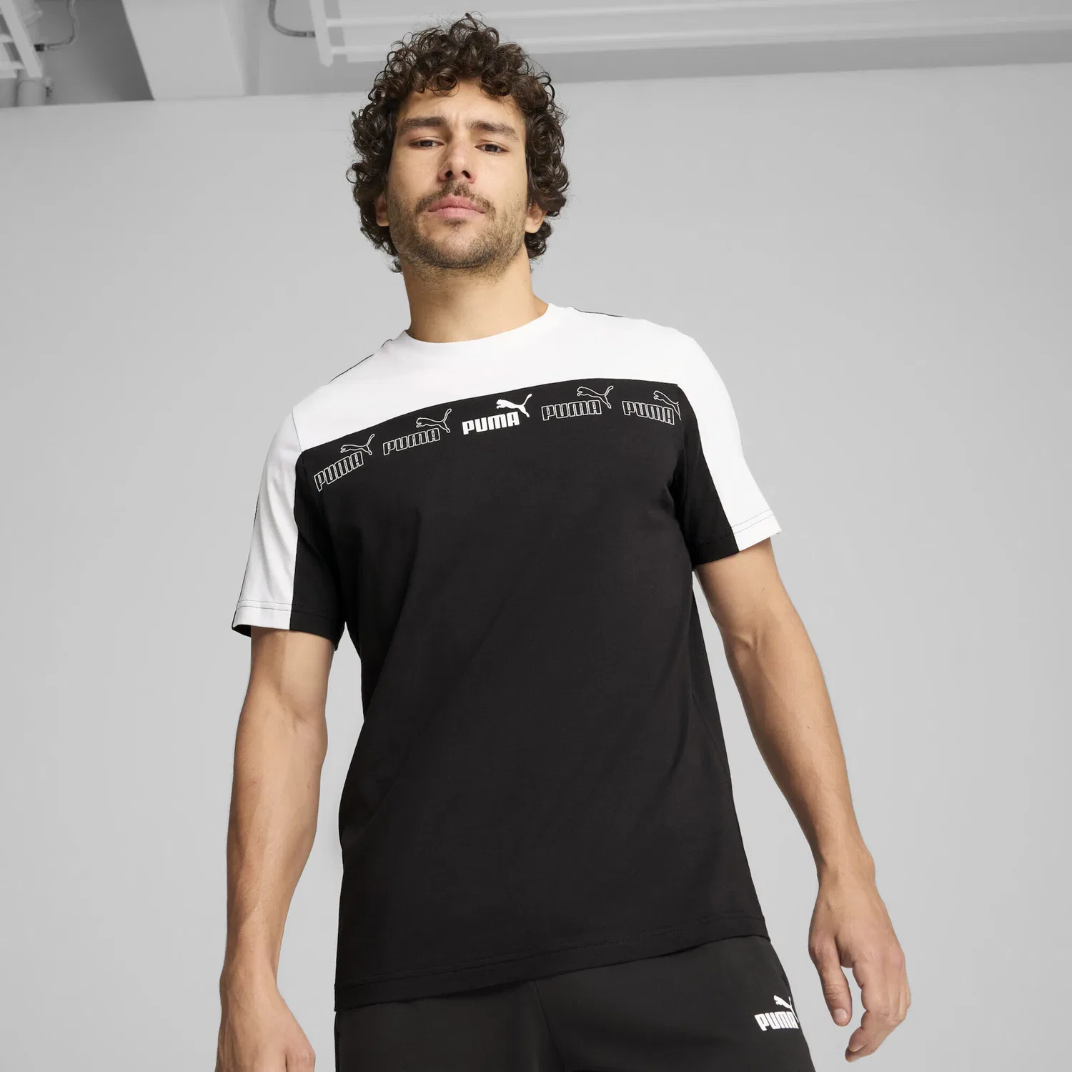 Детская хлопковая футболка с вышивкой PUMA, Black — фото 3