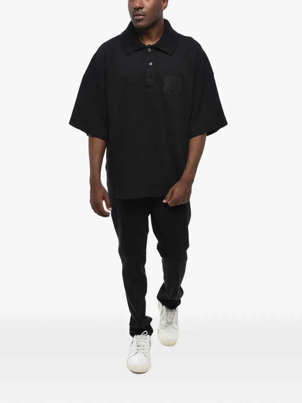 Рубашка-поло свободного кроя с вышивкой Dsquared2, черный — фото 2