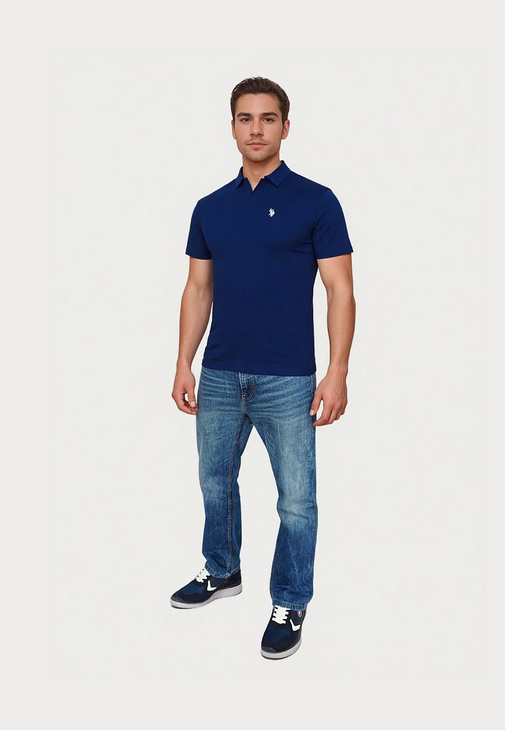 Поло без пуговиц Knopflos U.S. Polo Assn., темно-синий
