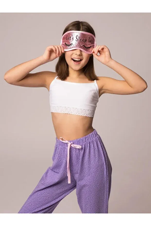 Детский комплект бюстье для девочек хлопковый 3-Piece white cotton / elastane girls' lace bottom bustier set Lisa Crown, White — фото 2