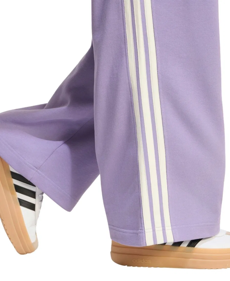 Штаны спортивные с широкими штанинами, французский футер, Adidas Kit 3-Stripes Wide Pant adidas, Magic Lilac — фото 3