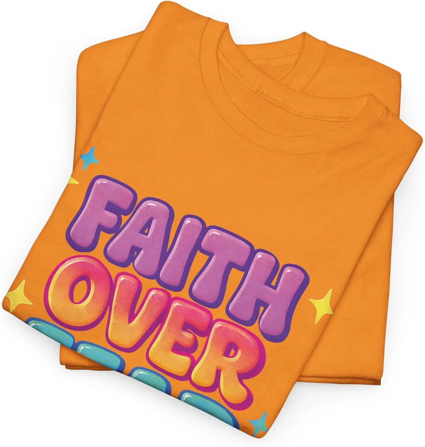 Мужская футболка с принтом Faith Over Fear, Tennessee Orange — фото 3