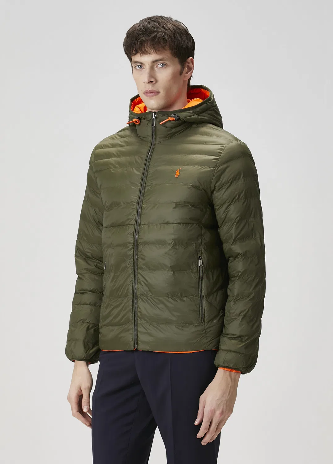 Пуховик двусторонний с капюшоном Polo Ralph Lauren, multi orange — фото 4