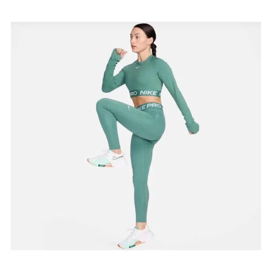 Спортивные леггинсы с высокой талией и сетчатыми вставками Pro 365 Tight Nike, Зеленый — фото 2