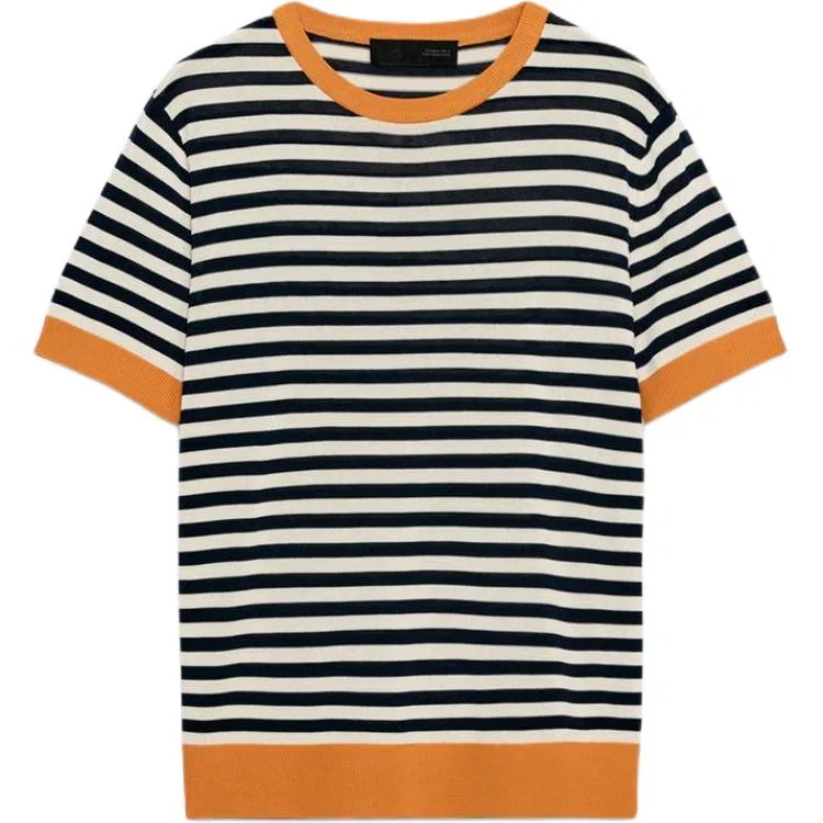 Женский свитер с круглым вырезом Orange White ZARA, Orange White
