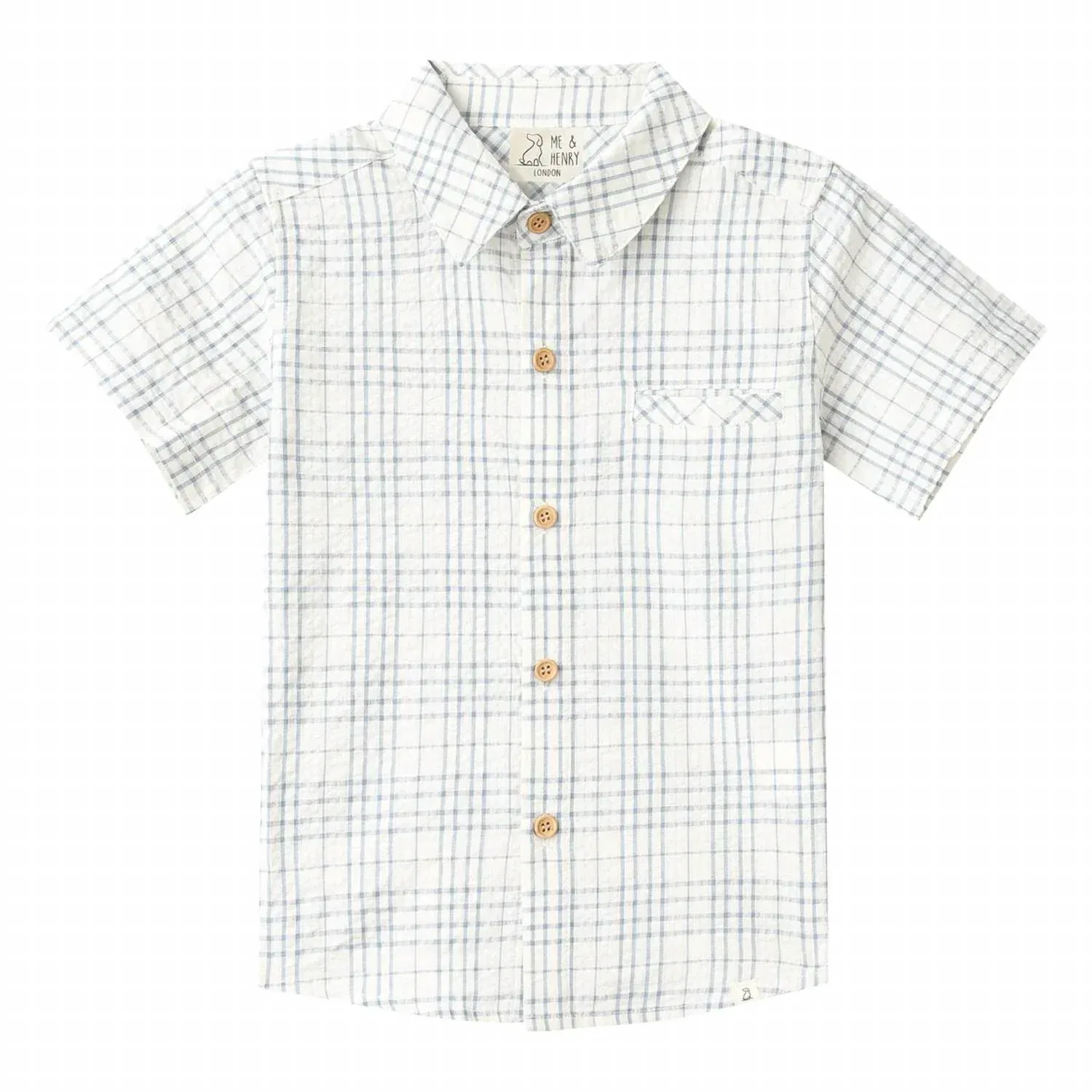 Детская рубашка для мальчиков с принтом плед Newport ME & HENRY, Chambray/Cream Plaid — фото 2