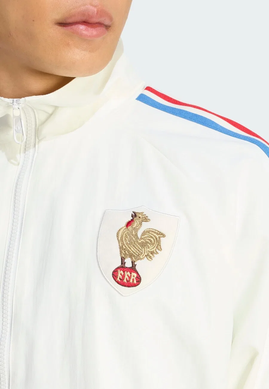 Спортивная куртка ADIDAS PERFORMANCE 'Frankreich Rugby 120 Years Crunch Anthem' белого цвета — фото 3