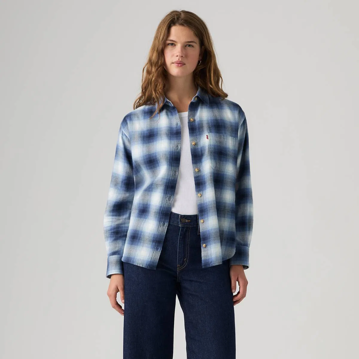 Фланелевая рубашка на пуговицах Nash Levi's, Vesa Shadow Plaid Niagara Mist - Blue — фото 3