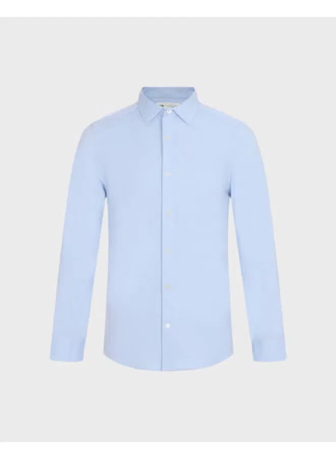 Рубашка с длинным рукавом, воротник лацкан Zara, синий