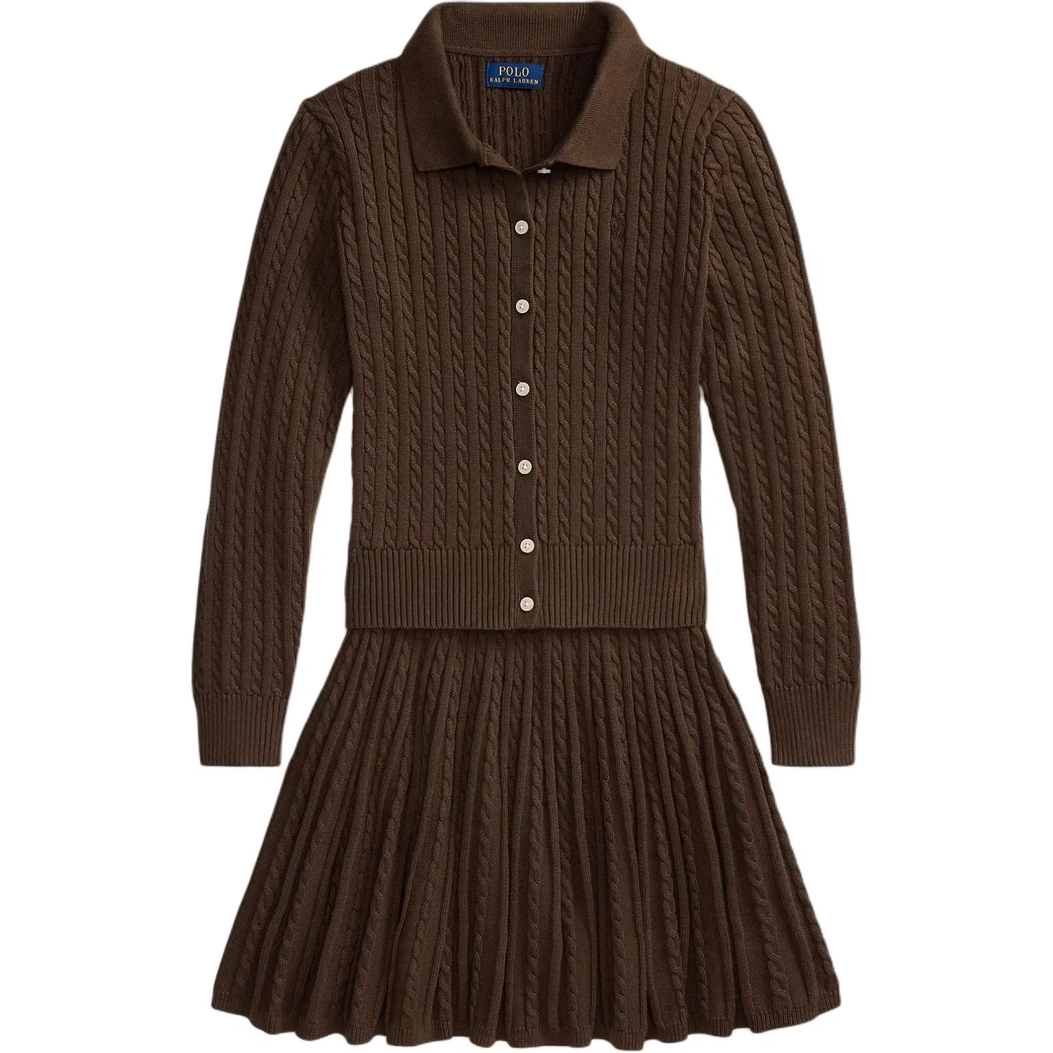 Детский комплект из поло и юбки с воротником Polo Ralph Lauren, Nutmeg Brown