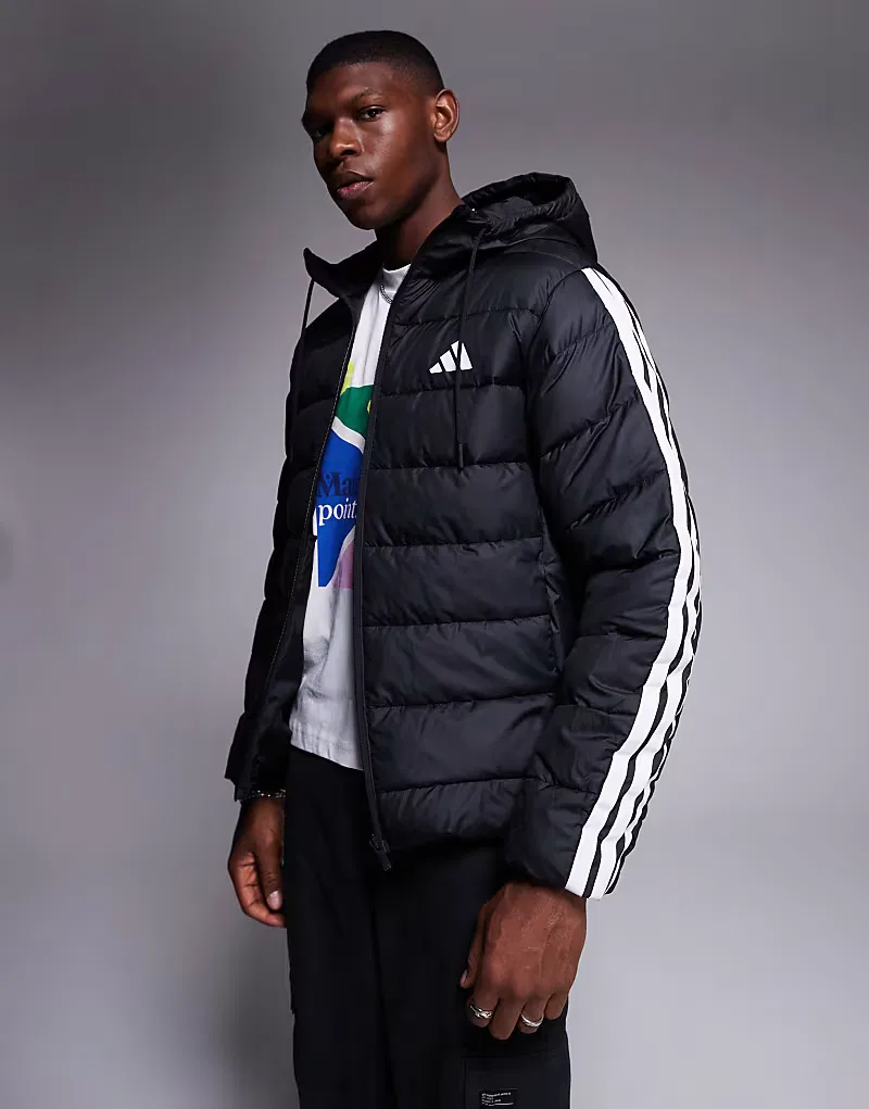Пуховая куртка с тремя полосками Adidas Originals, черный
