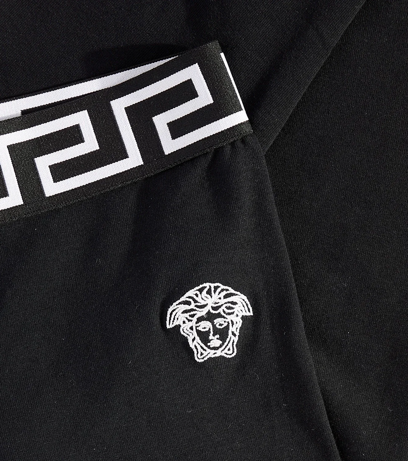 Леггинсы в рубчик с узором Greca Versace Kids, черный — фото 3