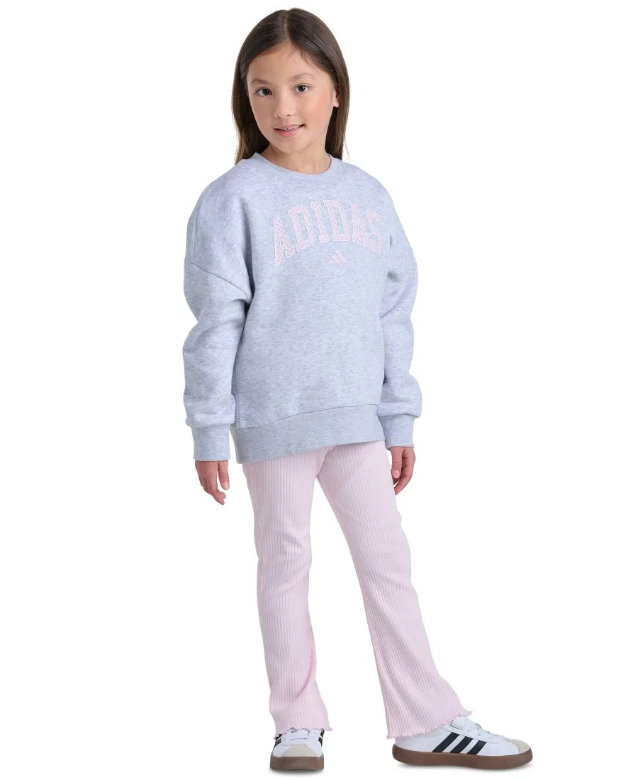 Детский комплект из лонгслива и брюк с принтом adidas, Light Gray Heather
