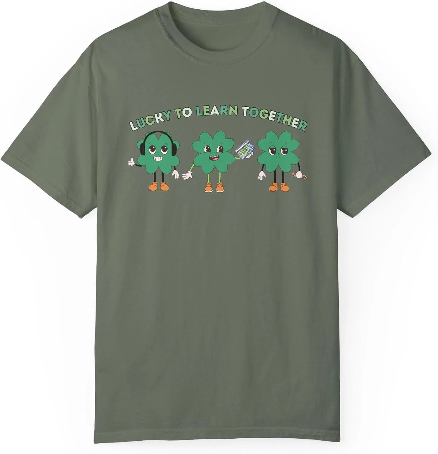 Футболка с принтом Lucky to Learn Together Comfort Colors 1717, Moss