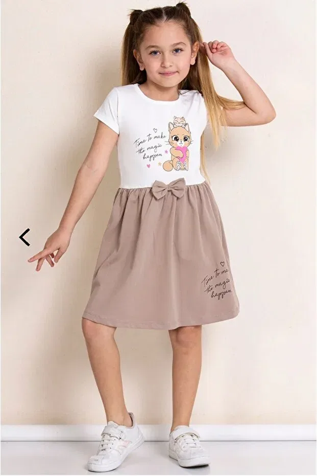 Детское платье для девочек хлопковое Pop Fashion Girls, Brown — фото 2