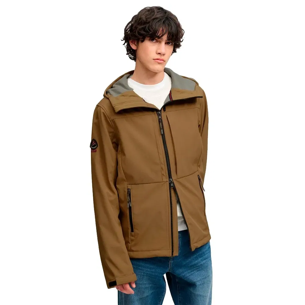 Мужская куртка с капюшоном Superdry Softshell Trekker, Brown — фото 4