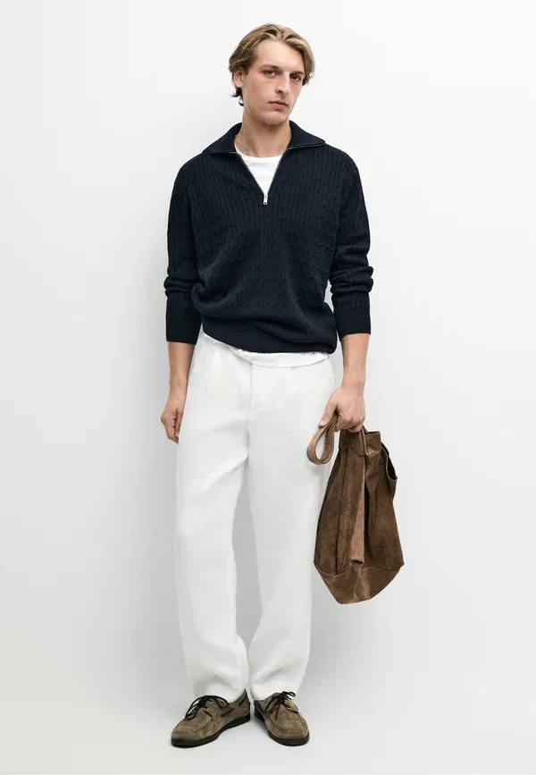 Свитер вязаный Polo shirt Massimo Dutti, Mottled Dark Blue, темно-синий — фото 2
