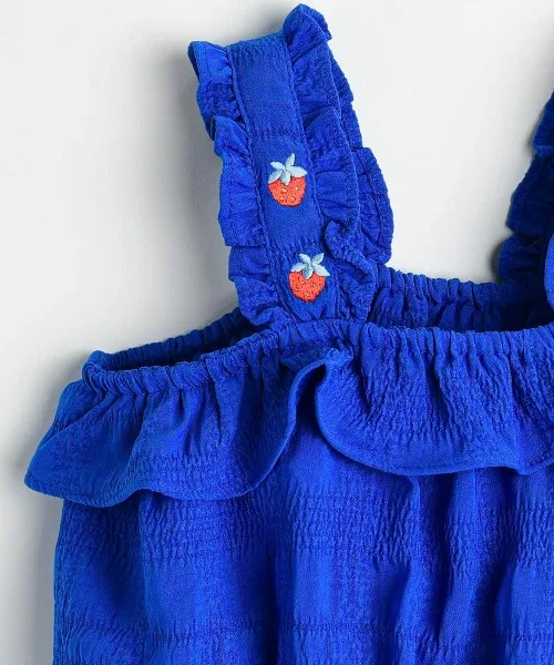 Детская блузка без рукавов с вышивкой Berry Blue moimoln, Blue — фото 3