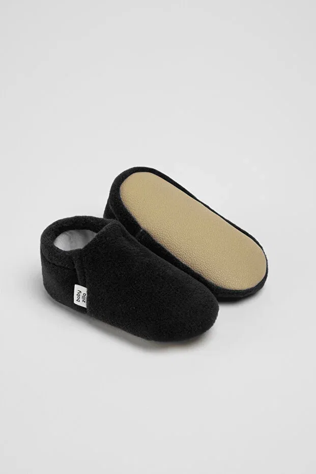 Детские пинетки из флиса на плоской подошве Babyzilla, Black — фото 2