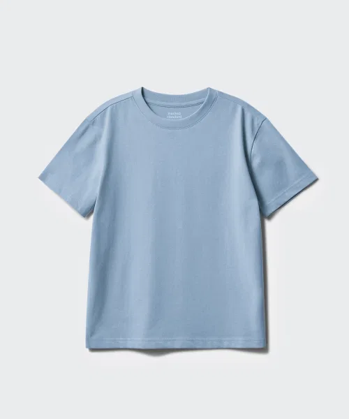Детская футболка с коротким рукавом Relaxed Crew Neck T-Shirt MUSINSA STANDARD KIDS, Sky Blue — фото 4
