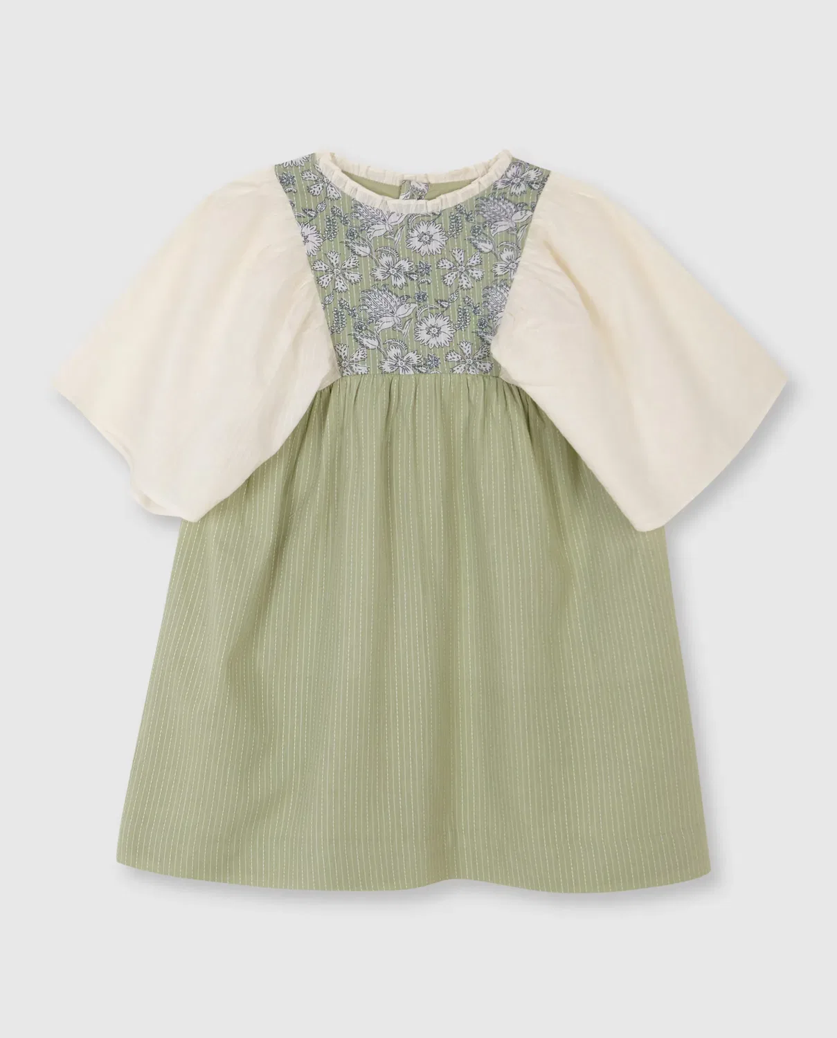 Детское платье для девочек хлопковое Gocco, Blanco / Verde — фото 4