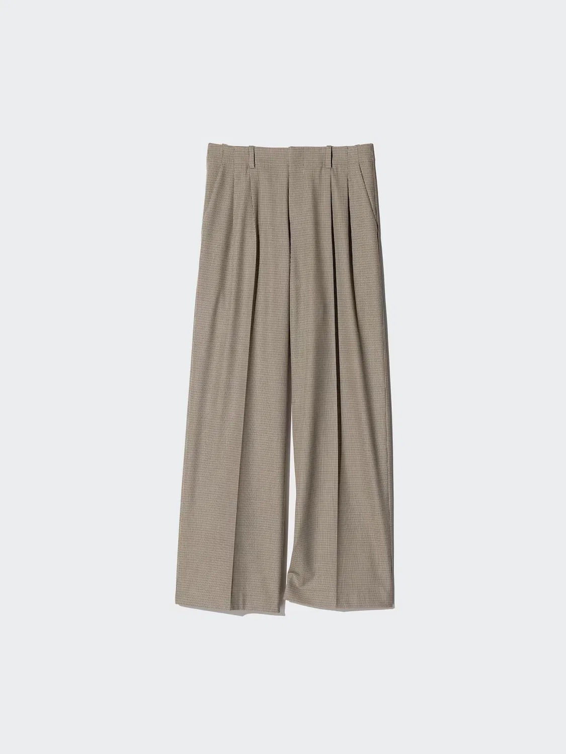 Брюки Uniqlo, широкие прямые, клетка, коричневый — фото 4