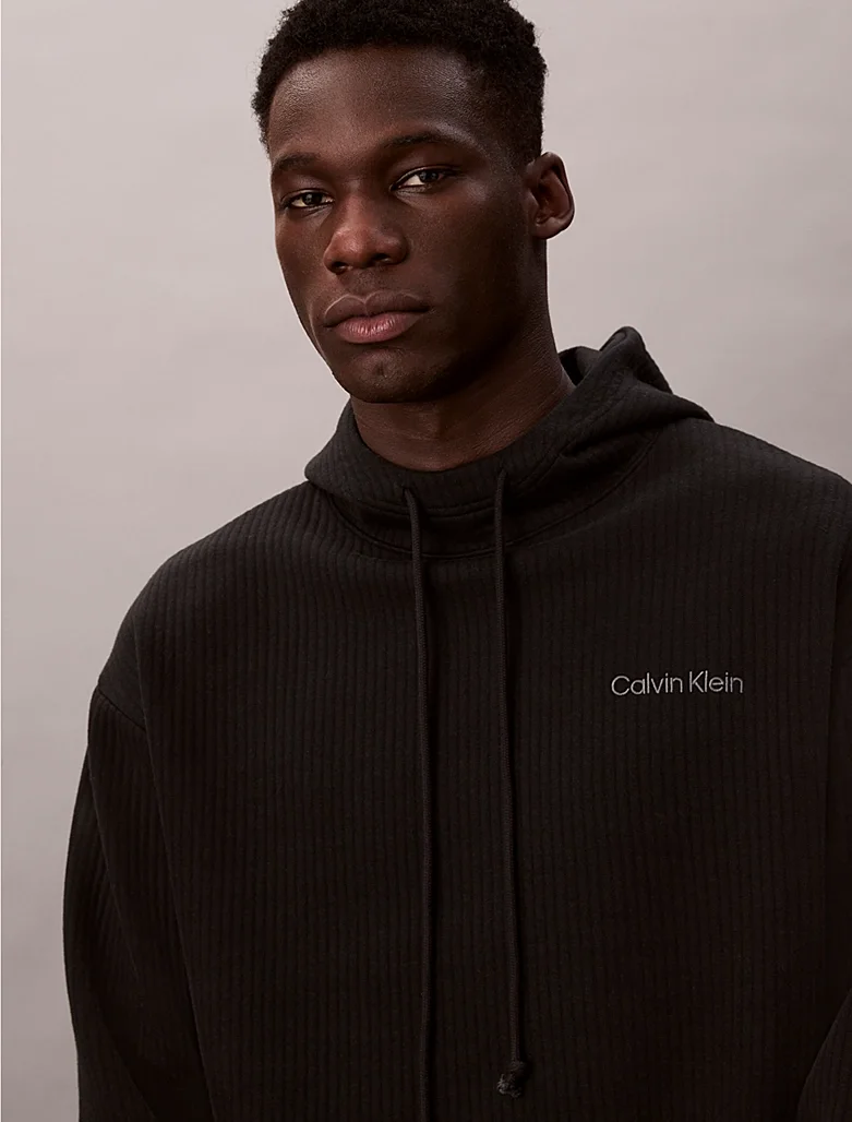 Худи Calvin Klein Quilted Fleece Lounge, черный — фото 3