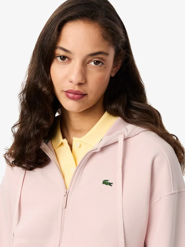 Худи LACOSTE ADY, с капюшоном, на молнии, бежевая — фото 2