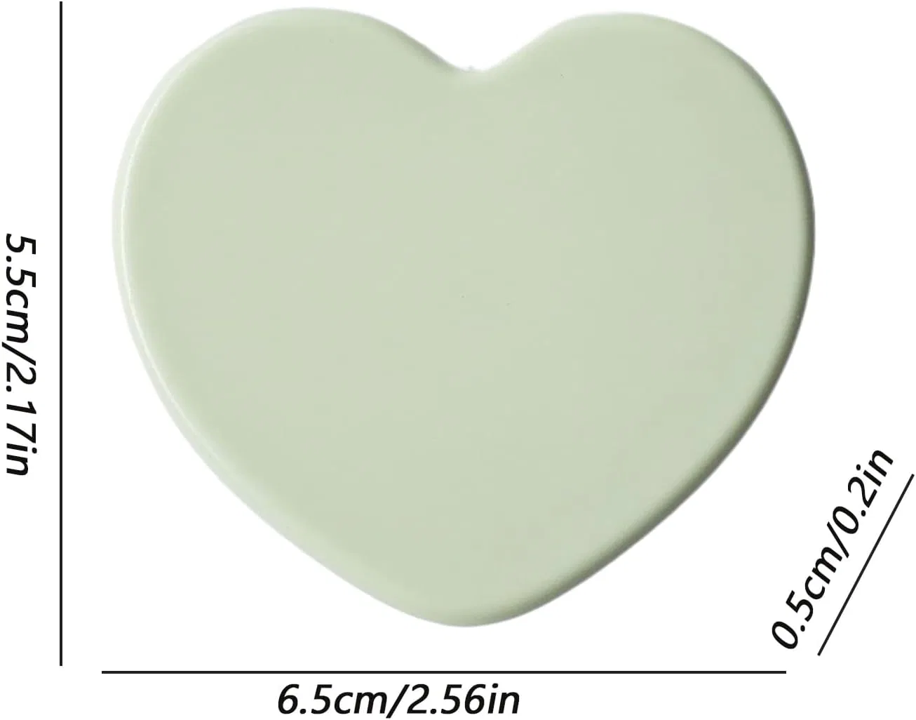 Зеркало ручное сердечко, алюминиевое, 9x9 см, Light Green Generisch — фото 2