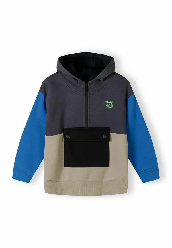 Толстовка спортивная Colour block Minoti, Dark Grey, Beige, Teal, темно-серый/бирюзовый/бежевый — фото 3
