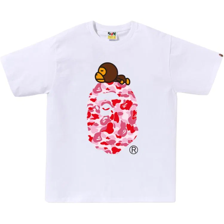 Детская футболка с принтом ABC Camo A BATHING APE, White & Red