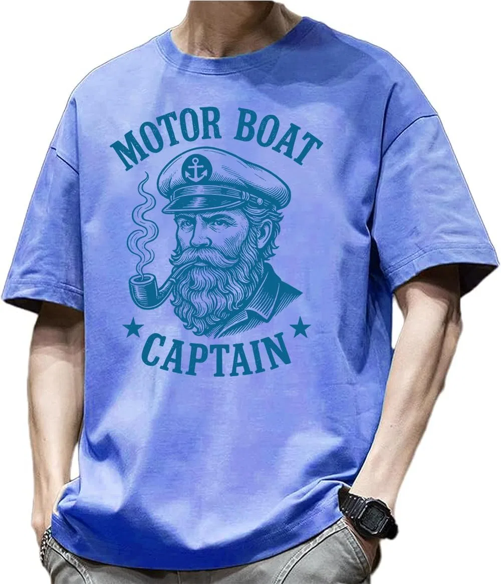 Мужская футболка с принтом Funny Boat Captain, Carolina Blue