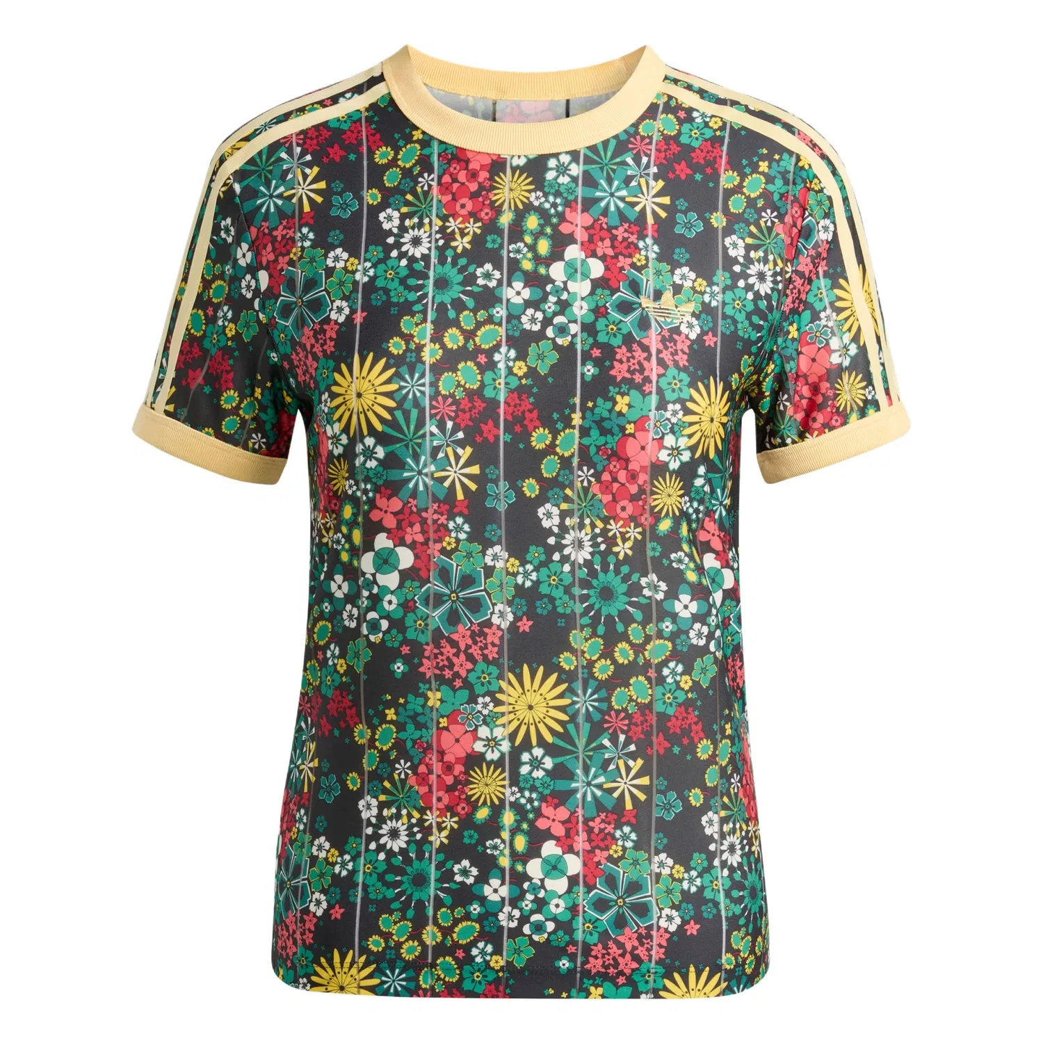 Женская футболка с принтом 3 Stripes Adidas Originals, Black/Bright Green/Preppy Green/EQT Yellow